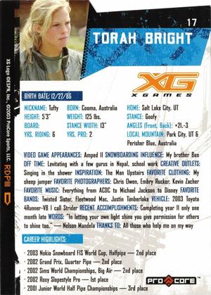 2004 Pro Core Sports X Games #17 Torah Bright Back
